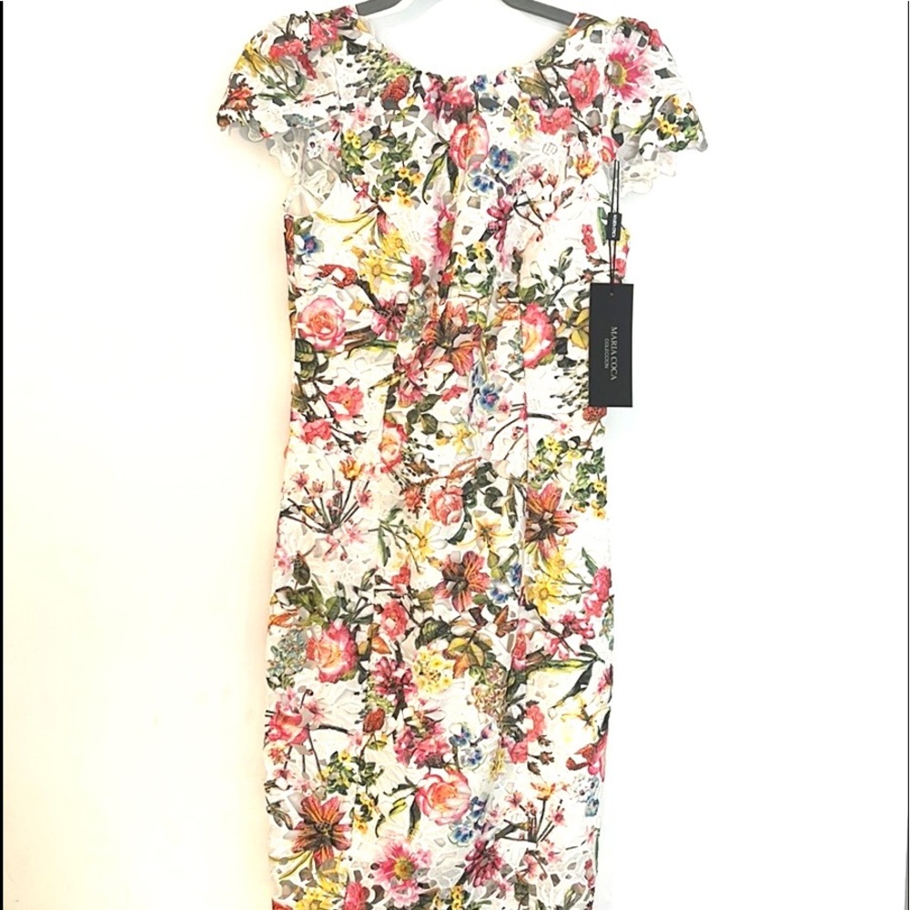 Maria Coca Multicolored Floral Lace Dress